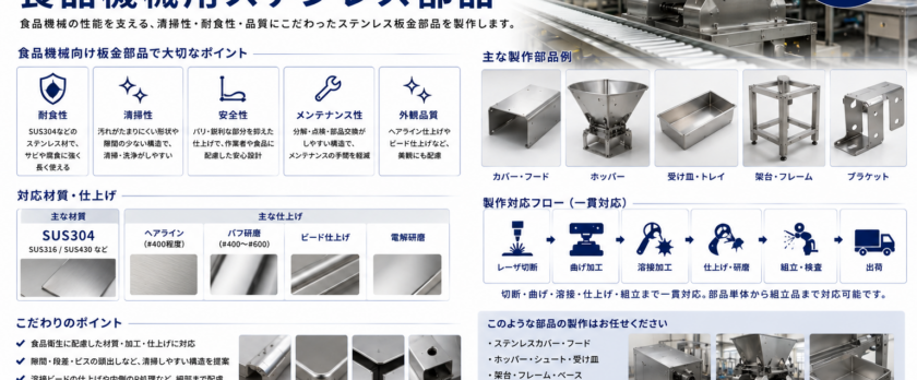 食品機械向けステンレス板金部品 中野屋ステンレス